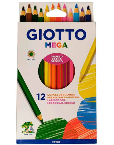 4 Caja Lápices de Colores Mega Hexagonal Giotto (1 Caja Trae 12 PCS)