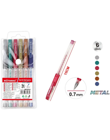 12 Set de Lápices Metalizados 0.7 mm (1 Set Trae 6 PCS) Medida: 15 cm aprox.