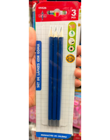 12 Set Lápiz Grafito (1 Set Trae 3 PCS) Medida: 17.8 cm aprox.