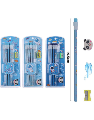 6 Set Lápiz Mina con Sacapunta y Goma (1 Set Trae 15 PCS) Medida: 19.5 cm aprox.