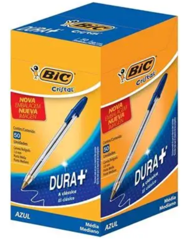 Lápiz Pasta Punta Media BIC Crystal Color Azul x 50 Unds.