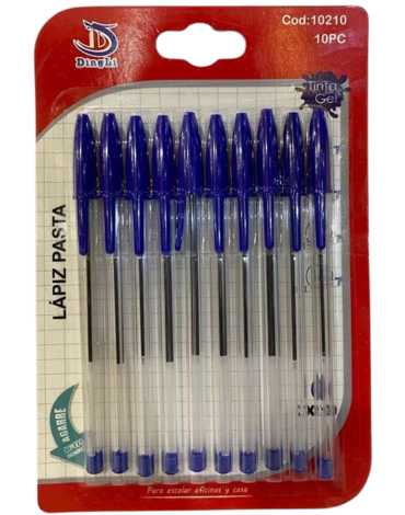 12 Set de Lápiz Pasta Color Azul (1 Set Trae 10 Pcs)