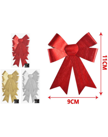 6 Set Lazo Navideño Colores Surtidos (1 Set Trae 3 PCS) Medida: 11 x 9 cm aprox.
