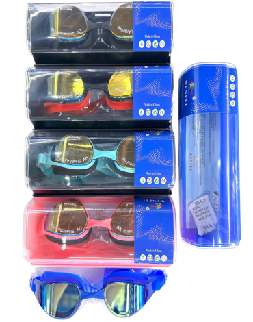 Lentes de Natación con Protección UV Colores Surtidos x 6 Unds. Medida: 18 x 7.5 cm aprox.