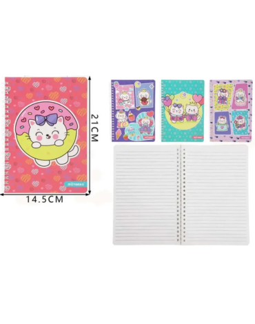 Libreta  Gatitos Modelos Surtidos x 12 Unds. Medida: 14.5 x 21 cm aprox
