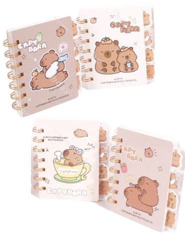Libreta Capibara A7 Modelos Surtidos x 24 Unds. Medida: 10 x 9 cm aprox.