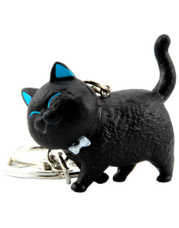 Llavero Figura de Gato Negro x 12 Unds. Medida: 4 x 4.6 cm aprox.