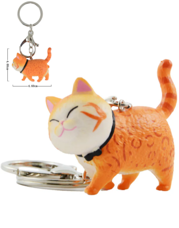 Llavero Figura de Gato Atigrado Amarillo x 12 Unds. Medida: 4 x 4.6 cm aprox.