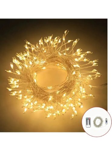 Luces Cálida de Navidad 300 Led con USB x 1 Unds. Medida: 10 Metros aprox.