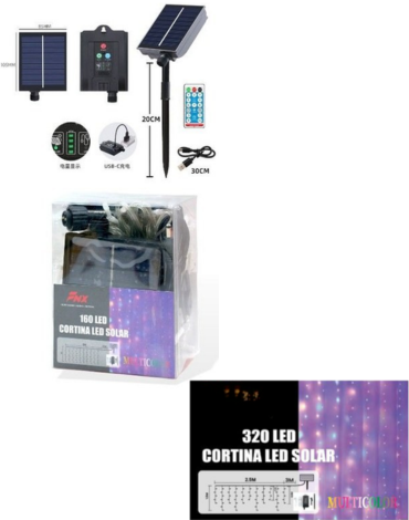 Cortina de Luces 320 Led Solar Multicolor x 4 Unds. Medida: 250 x 150 cm aprox.