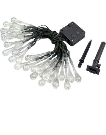 Luces Solar Navideña Gotas 30 Led Multi Color  x 4 Unds.Medida: 5 Mt aprox.