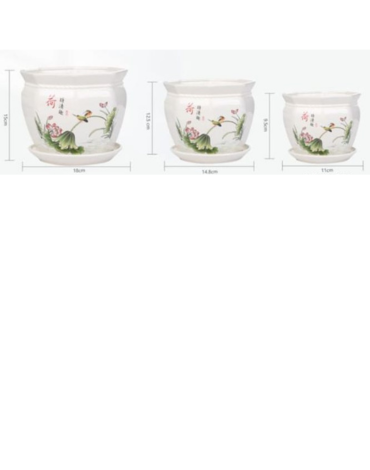 4 Set de Macetero de Cerámica con Diseño.(1 Set trae :3 PCS)