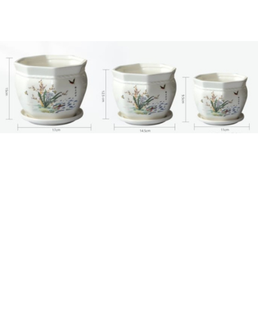 4 Set de Macetero de Cerámica con Diseño.(1 Set trae :3 PCS)