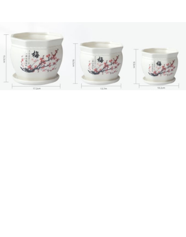 4 Set de Macetero de Cerámica con Diseño.(1 Set trae :3 PCS)