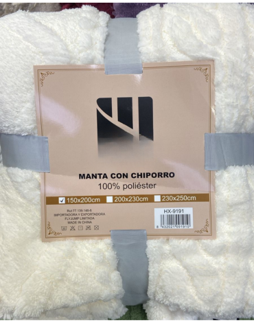 Manta con Chiporro Color Beige x 4 Unds. Medida: 150 x 200 cm aprox.