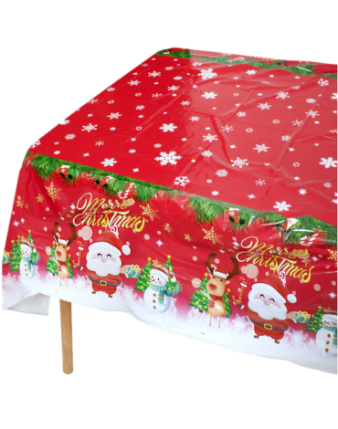 Mantel Plástico de Navidad Color Único x 6 Unds. Medidas: 137 x 274 cm aprox.