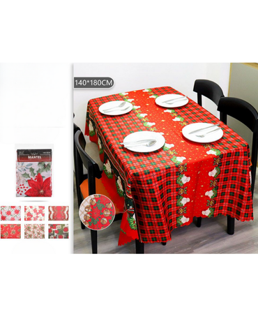 Mantel de Navidad Modelos Surtidos x 6 Und. Medida: 140 x 180 cm Aprox.