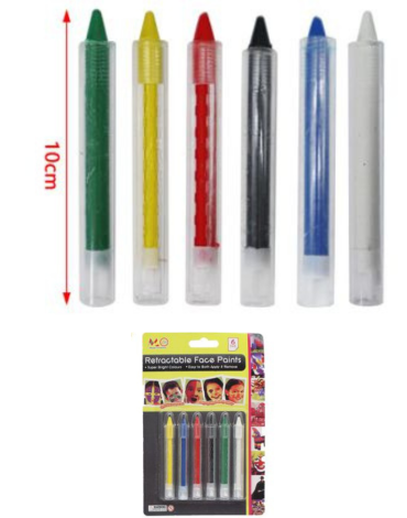 12 Set de Maquillaje Facial para Halloween.Medida: 10 cm aprox (1 Set Trae: 6 PCS)