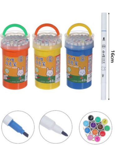 4 Set de Marcadores Rotuladores Doble Punta (1 Set Trae : 48 PCS) Medida: 16 cm aprox.
