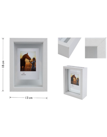 Marco para Fotos Símil Madera con Vidrio Color Blanco x 12 Unds. Medida: 13 x 18 cm aprox.