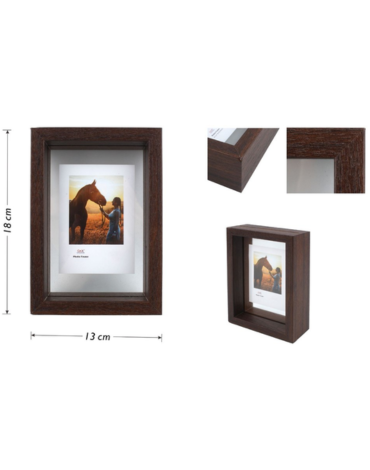 Marco para Fotos Símil Madera con Vidrio Color Marrón x 12 Unds. Medida: 13 x 18 cm aprox.