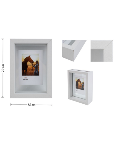 Marco para Fotos Símil Madera con Vidrio Color Blanco x 6 Unds. Medida: 15 x 20 cm aprox.