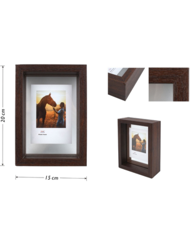 Marco para Fotos Símil Madera con Vidrio Color Marrón x 6 Unds. Medida: 15 x 20 cm aprox.