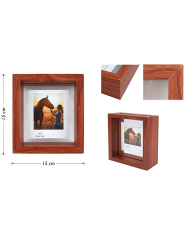 Marco para Fotos Símil Madera con Vidrio Color Único x 12 Unds. Medida: 15 x 15 cm aprox.