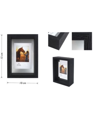 Marco para Fotos Símil Madera con Vidrio Color Negro x 12 Unds. Medida: 10 x 15 cm aprox.