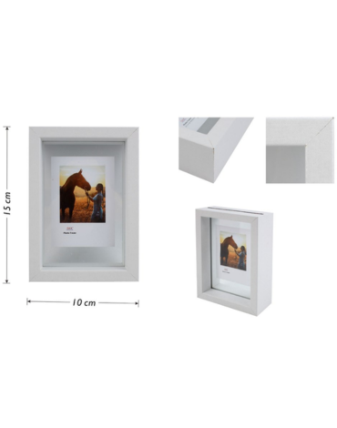 Marco para Fotos Símil Madera con Vidrio Color Blanco x 12 Unds. Medida: 10 x 15 cm aprox.