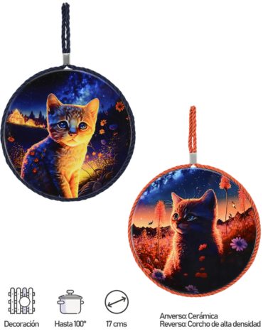 Posaollas Diseño Gatos Modelos Surtidos x 12 Unds. Medida: 17 cm aprox.