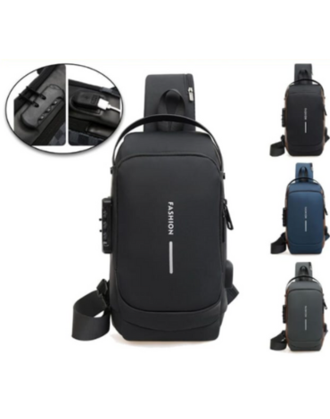 Bolso  Antirrobo con Puerto USB x 12 Unds.Medida: 17 x 10 x 32 cm aprox.
