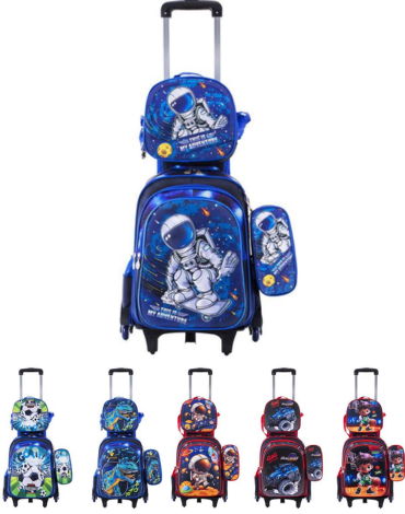 Mochila con Ruedas Lonchera y Estuche Modelos Surtidos x 6 Unds.