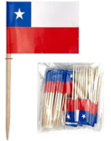 12 Set Mondadientes Bandera de Chile (1 Set Trae 50 PCS)