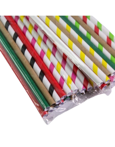 6 Set Bombillas de Papel Colores Surtidos (1 Set Trae 100 PCS)