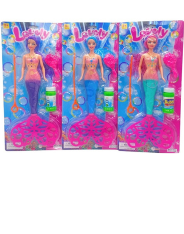 Muñeca Sirena Burbujas Colores Surtidos  x 4 Unds.
