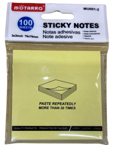 Notas Adhesivas Color Amarillo x 12 Unds. Medidas: 76 x 76 Mm 100 Hojas
