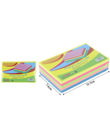 Notas Adhesivas 300 Hojas Multicolor x 6 Unds. Medida: 7.6 x 12.7 cm aprox.