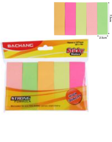 Notas Adhesivas Fluor Colores Surtidos x 12 Unds. Medida: 7.5 x 2.5 cm aprox.