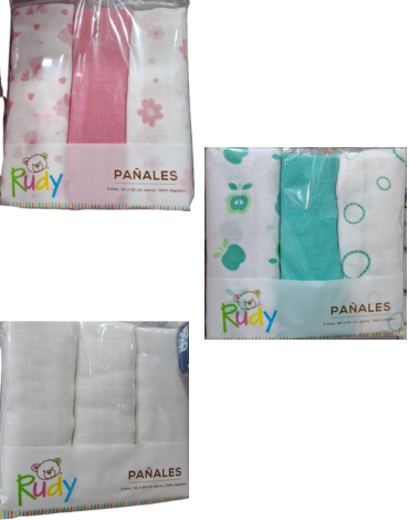 4 Set Pañal de Tela Colores Surtidos (1 Set Trae 3 PCS)