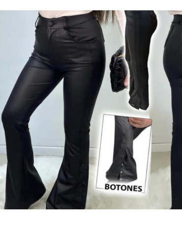 Pantalón Bota Ancha Eco Cuero Dama con Polar  Color Único x 12  Unds. Talla: S / M - M/ L - L / XL