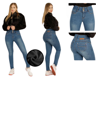 Pantalón Jeans con Polar  para Dama x 12 Unds. Tallas : 35 al 46