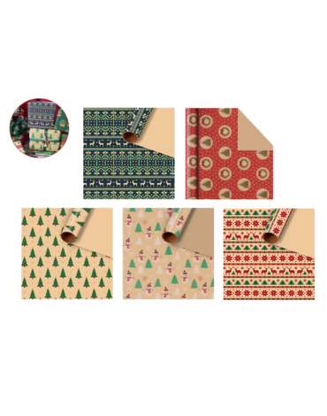 Papel de Regalo Navideño Decorativo x 3 Unds. Medidas: 50 x 70 cm aprox.
