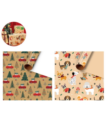 Papel de Regalo Navideño Decorativo x 3 Unds. Medidas: 50 x 70 cm aprox.