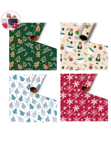 Papel de Regalo Navideño Decorativo x 3 Unds. Medidas: 50 x 70 cm aprox.