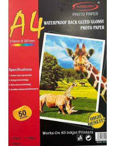 4 Set Papel Fotográfico Adhesivo A4 / 135 gr (1 Set Trae 50 PCS)