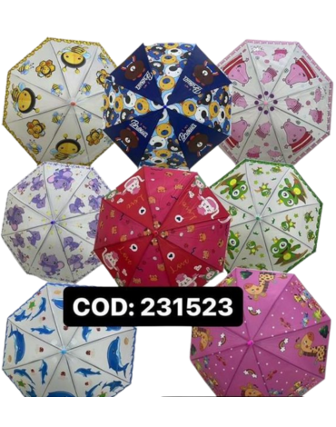 Paraguas Infantiles 8 Varillas x 6 Unds. Medida: 50 cm aprox.