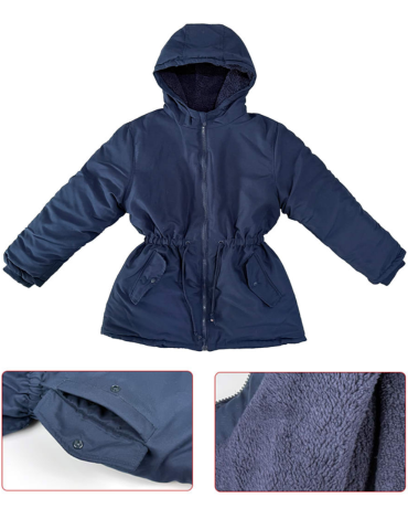 Parka Escolar Niña Color Azul x 12 Unds. Talla: 6 - 8 - 10 - 12