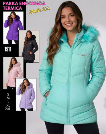 Parka Térmica Engomada con Bordado Colores Surtidos x 12 Unds. Tallas: S a 2XL
