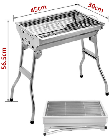 Parrilla Portátil a Carbón Plegable x 4 Unds. Medida: 45 x 30 x 56.5 cm aprox